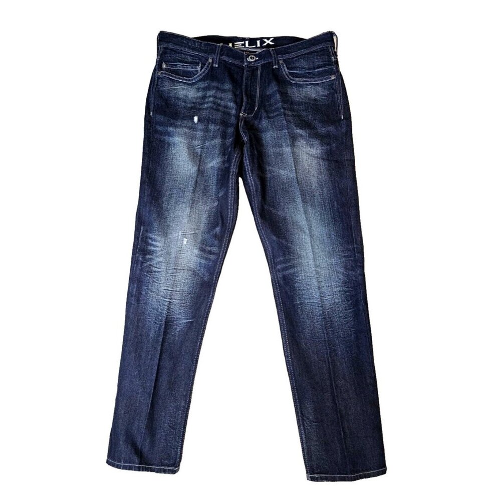 Helix Jeans Mens 34x30 Blue Relaxed Straight Low Rise Light Wash Denim